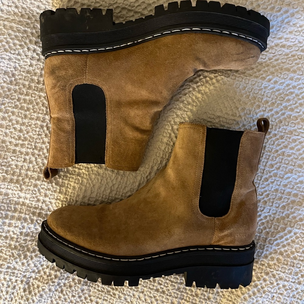 Marc fisher cognac lug sole boots